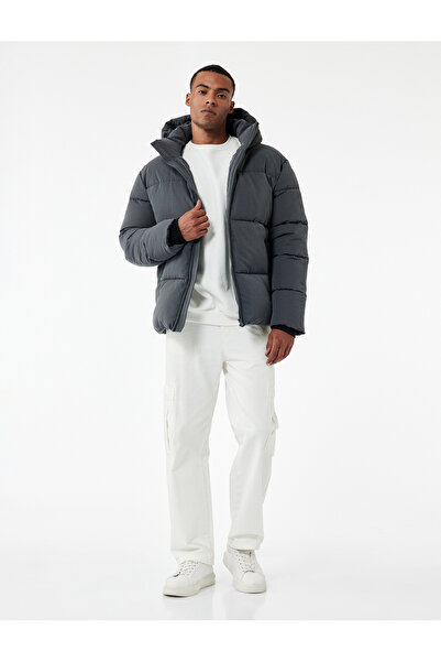 Koton Long Sleeve Hooded Zipper Winter Puffer Coat