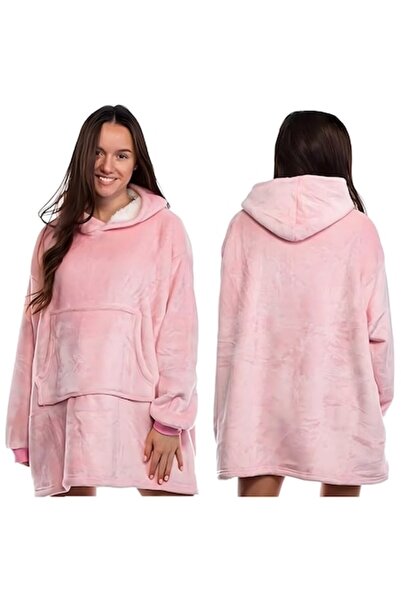 Optim Solution Oversized Blanket Hoodie, soft, pink, 80x90cm