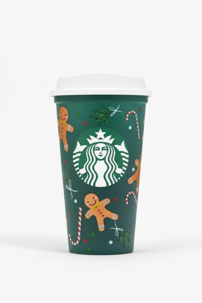 Starbucks كوب بلاستيكي قابل لإعادة الاستخدام يتغير لونه عند الشرب الساخن، خاص بعيد الميلاد، 473 مل