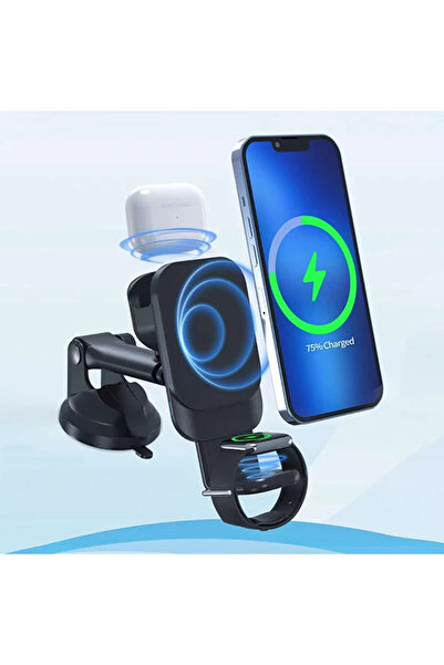 Bowie 3 Lü araç içi Şarjlı telefon tutucu araba içi şarjlı tutucu telefon saa...