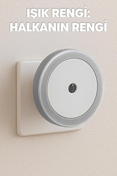 Venenon Yuvarlak Otomatik Gece Lambası Işığa Duyarlı Karanlık LDR Sensörlü Koridor Beyaz GC01