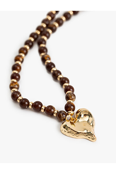 Koton Heart Necklace with Stone Bead Detail