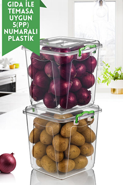 Nandy Home 2'li Set Kilit Kapaklı Elite Line Tablet, Deterjan Saklama Kutusu - Çok Amaçlı Saklama Kabı - 10Lt.