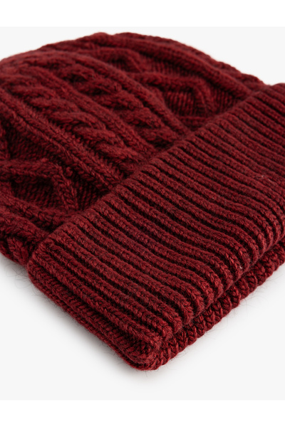 Koton Hair Braid Textured Layered Beanie