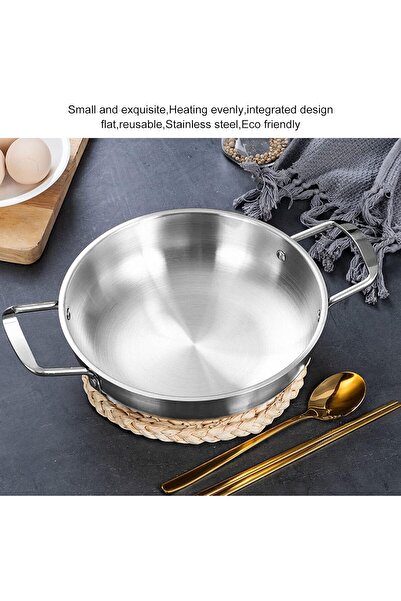ELEGANT HOME A high-quality 26cm stainless steel frying and cooking pan that can also be used as an oven tray. It features two handles.