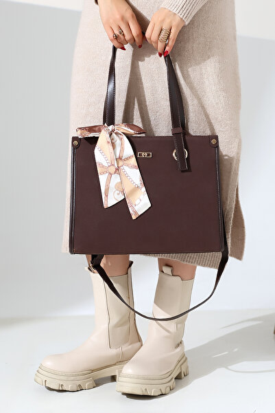 Moda Lime Stylish Women's Shoulder and Hand Bag with Suede Scarf Detail – Suitable for Daily and Office Use