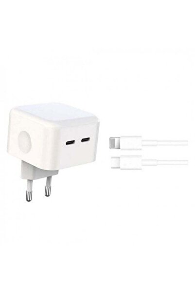 Shopi شاحن سريع بتقنية GaN بقدرة 50 واط، شاحن حائط USB-C ثنائي المنافذ مع تقن...