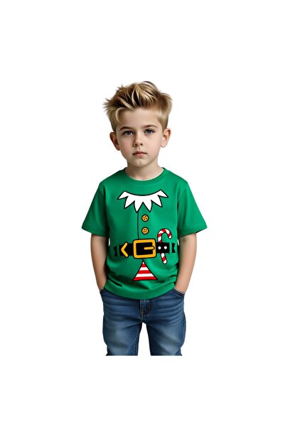 PRINTSHOP4ME Christmas Kids Boys Elf T-Shirt – Round Neck Short Sleeve Soft C...