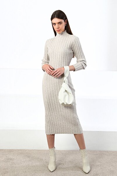 Ferraro A.Bez Half Fisherman material reiat Rochie de tricotat pentru femei, lungime midi, din cașmir