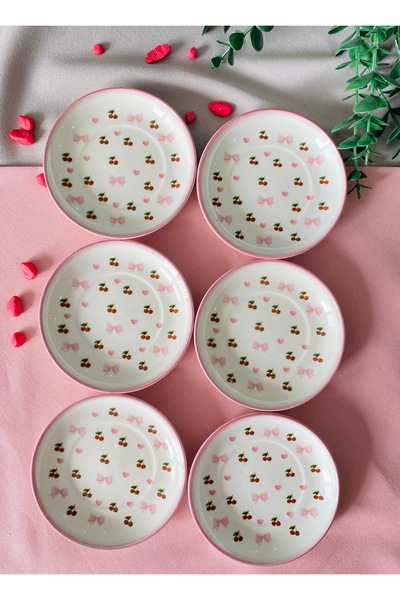Yiğit Seramik Züccaciye Cherry 6-Piece Tea Plate Set