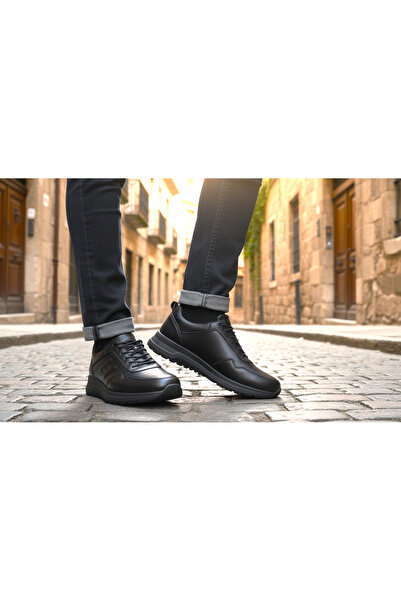 L.A Polo Genuine Leather Lace-Up Black Men's Shoes