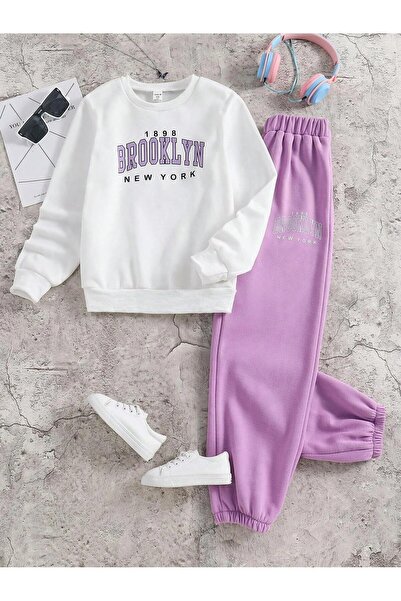 buendiakids طقم رياضي للأطفال من البنات/الأولاد باللون الأبيض والأرجواني الفا...