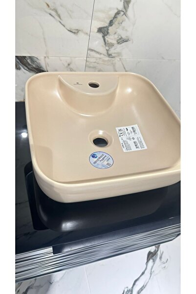 Seramiksan Form 42'lik Kare TezgahÜstü Çanak Lavabo Mat Cappuccino (BejKrem)A...