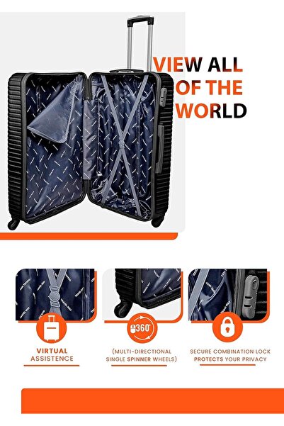 TrekKit Hard Case Luggage 24 Inch ABS Lightweight Suitcase with 4 Spinner Wheels (24in/61cm, Black)