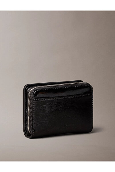 Calvin Klein Women's Leather Zipper Closure Coin Compartment Black Wallet Lv04F1103G-Ub1