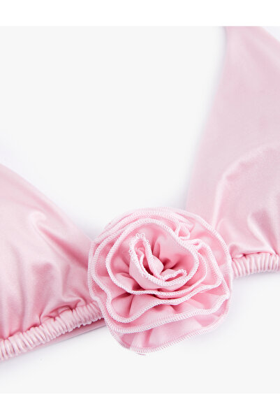 Koton Rose Applique Detailed Triangle Bikini Top