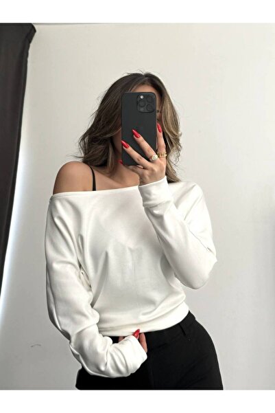 Coşkun GİYİM Women's Boat Neck Blouse Ekru 3009