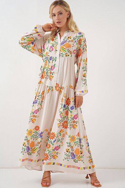 Hiccup Bdart Patterned V-Neck Maxi Dress