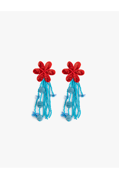 Koton Beaded Dangle Flower Earrings