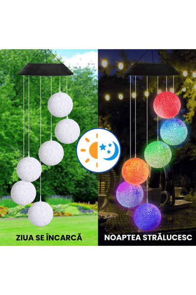 OferteTop Solar LED Lamp with Colorful Globes for Gardens, Balconies and Terraces