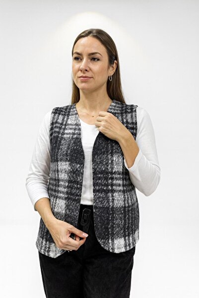 AGORATEKSTİL Жіночий оригінальний італійський картатий жилет