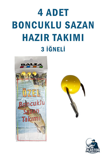 ALASTOR Boncuklu Sazan Takımı Hazır Boncuklu Sazan İğnesi 3 İğneli