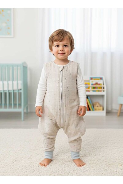 PAMUK HANIM Muslin 2.5 Tog Winter, Spring Footed Booties Baby Girl-Boy Sleeveless Zipper Sleeping Bag/