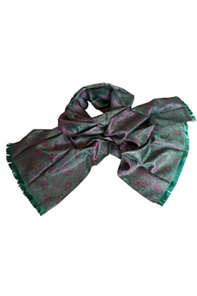 Lakshmi - Eșarfă orientală de mătase de lux, verde cu violet, 160 x 60 cm