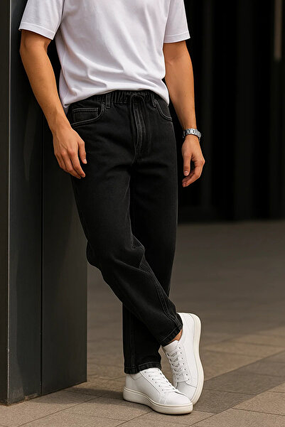comstar Ανδρικό καθημερινό παντελόνι Premium μαύρο φαρδύ