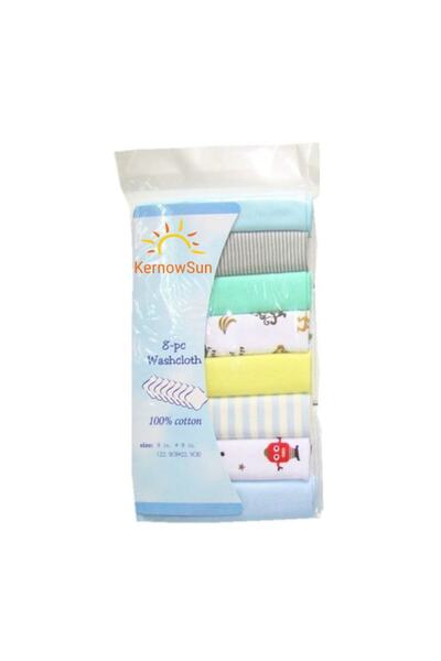 KERNOWSUN Set of 8 100% Cotton Baby Handkerchiefs 21x21 cm, Multicolor, Boys