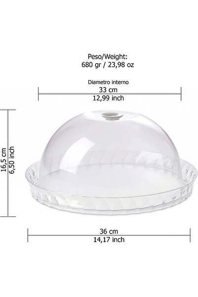 Omada Kitchen platters -- Cake platter with lid DIAMOND ø 36 X h 16.5 cm - transparent