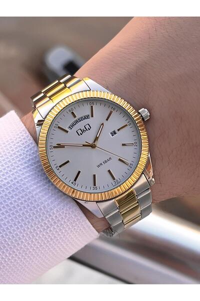 Q&Q Steel Band Calendar Dial 2 Years Warranty 3 Atm Water Resistant Men's Wristwatch Qq.E2005.A2