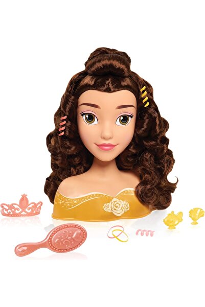 Disney Princess Belle Styling Head, Brown Hair, 10-Piece Pretend Play Set