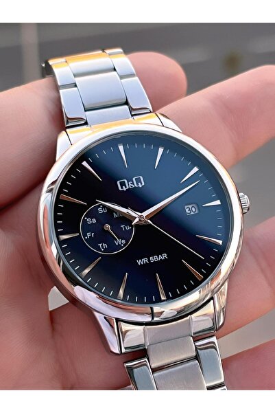 Q&Q Day Function Dial Steel Band 2 Years Warranty 3 Atm Water Resistant Men's Wristwatch Q003.A1