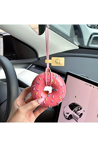 GlassySKY Strawberry Donut Car Ornament Rearview Mirror Decoration Accessory