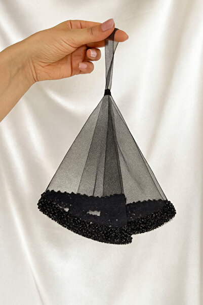 Leyli Kına Şerit Nakışlı SİYAH Boncuklu Gelin Halay Mendili BRİDE NEDİME KINE...