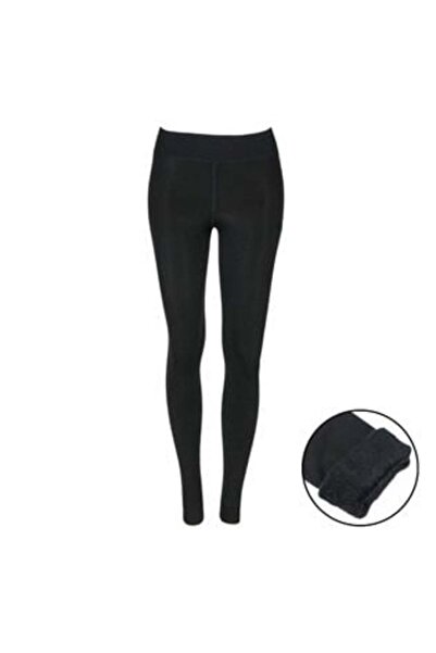 Aneliz Black Leggings with Artificial Fur Lining