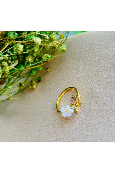 Markiz Takı Steel Princess Flower Ring - Adjustable