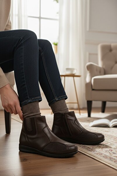 VeliKundura VOYAGER 7690 КАФЯВИ ДАМСКИ БОТИ ОТ ЕСТЕСТВЕНА КОЖА С ЦИП