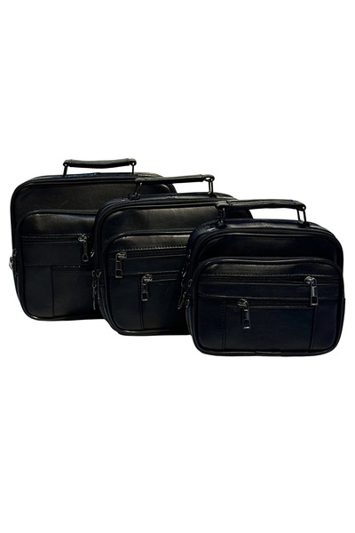 By Pellini Men's Genuine Leather Horizontal Black Medium Size Handbag