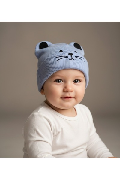 gigigiyim Winter Knitted Baby Beanie with Eared Cat Pattern