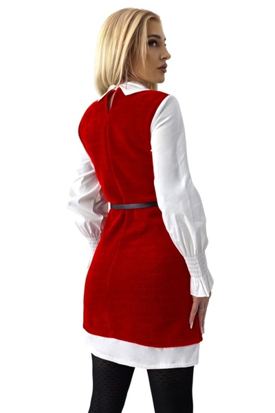 FashionForYou Rochie tip cămașă Iuliana, cu rochie de vară cu aplicații și curea asortată, Roșu intens, Mărime S/M