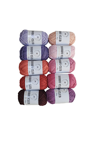 hobby club 25 Gr 10 Colors Amigurumi, Punch and Bag String 100% Cotton Mini Set Pinks