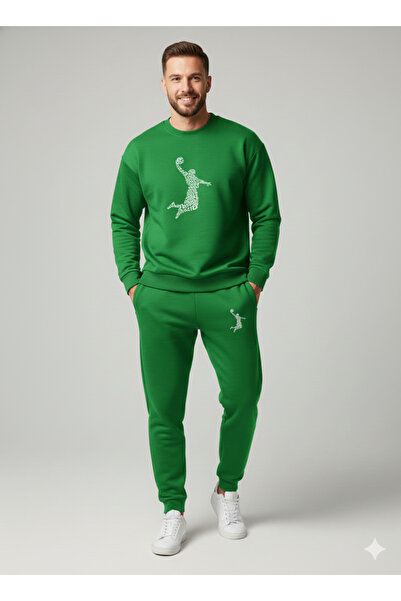 NİCE Σετ αθλητικής φόρμας Three Thread Compact Crew Neck Inside Cotton Basketballer B με τύπωμα Premium O oversized