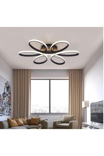 Liya Lighting LEVENT Model Siyah Kasa Beyaz Işık Ledli avize 60 CM
