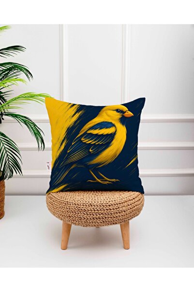 menesahome Γυαλιστερό κίτρινο μοτίβο καναρινιού σε σκούρο μπλε φόντο Ψηφιακό ...