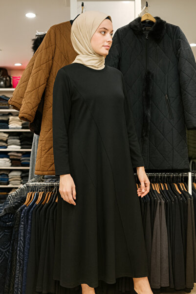 yolcuGiyim Anne elbise rahat kalıp likralı penye elbise