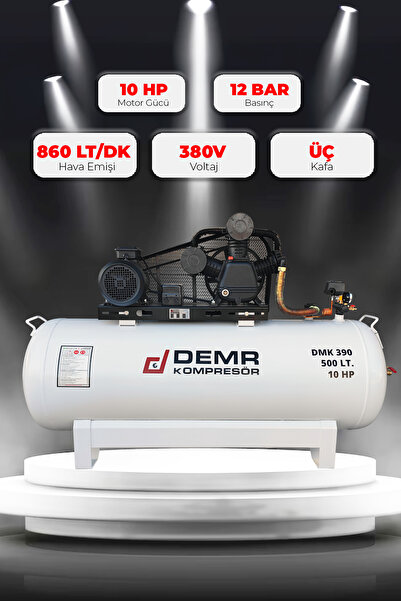 Demr Kompresör Hava Kompresörü Pistonlu 500 Lt 3 Kafa 12 Bar 10 Hp IDMK390