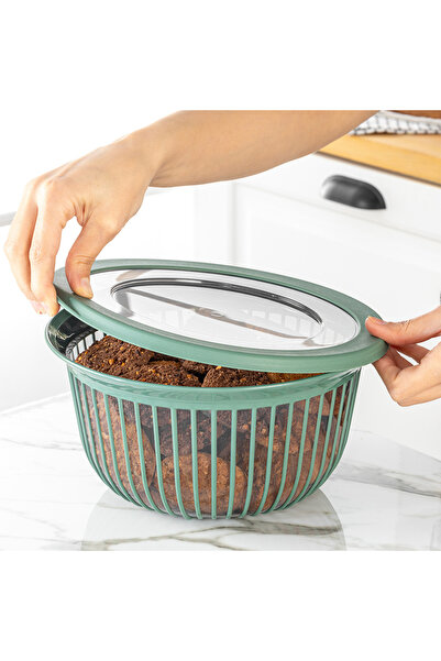 Mons Qlux Ideas Bowl with Lid 3000 ml Leakproof Bowl with Lid Camping Picnic Freezer Bsf-00967