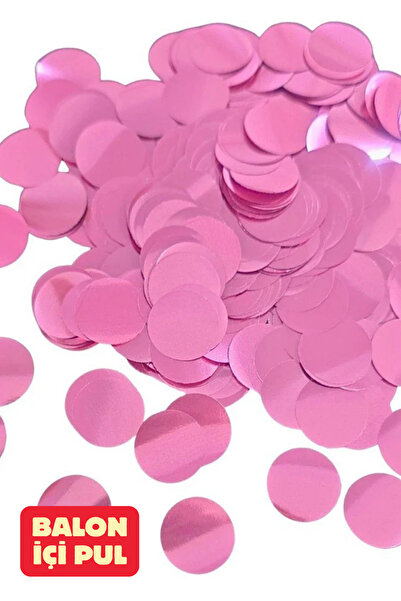 Baloncu Dede Pembe Yuvarlak Desenli Balon İçi Konfeti Pul Parçaları Balon Süs...